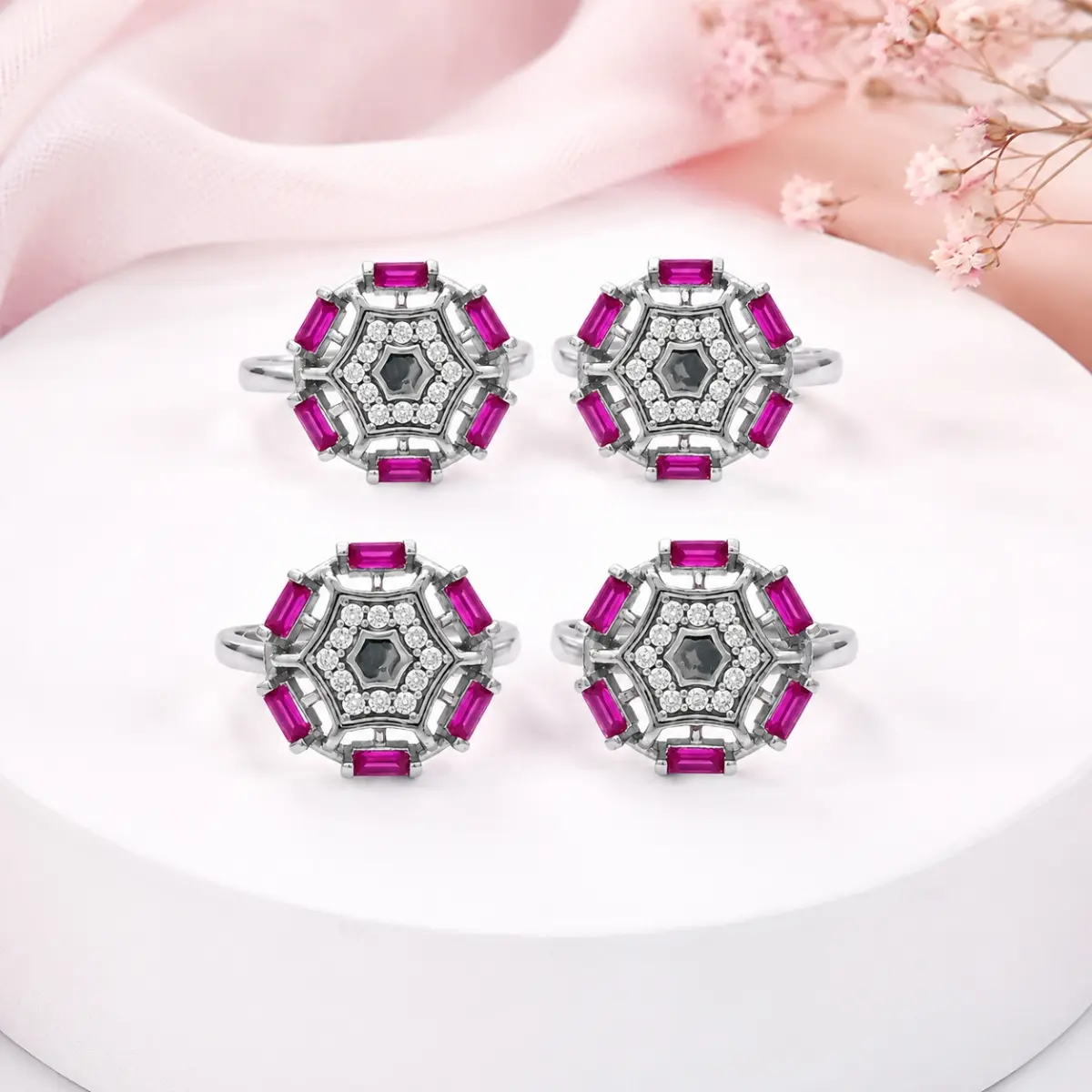 925 Sterling Silver A Toe Ring Pair Of 2 Intricate Geometric Inspired Pattern For Women